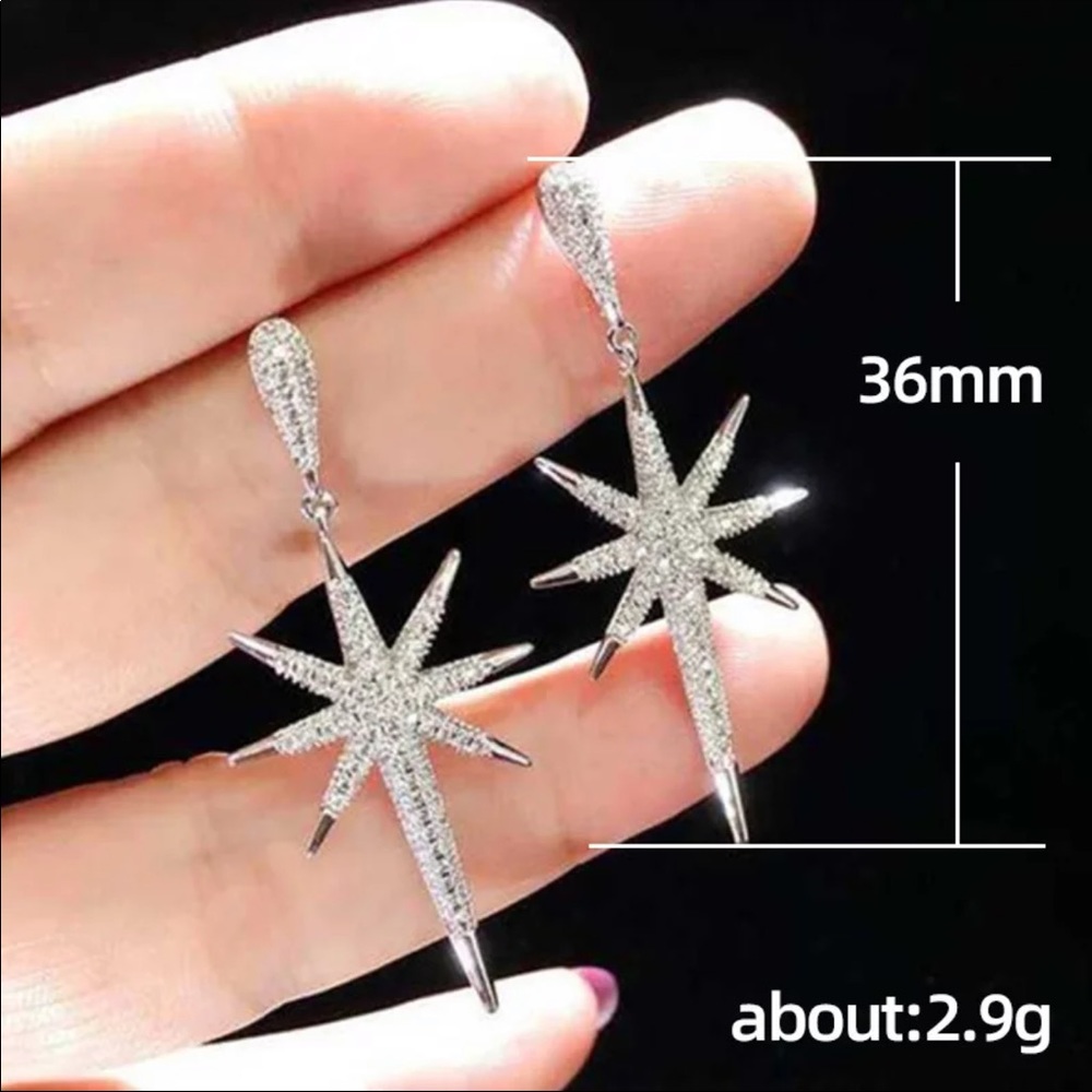 New 925 Silver Beautiful Stars Women’s Earrings - Picture 7 of 7
